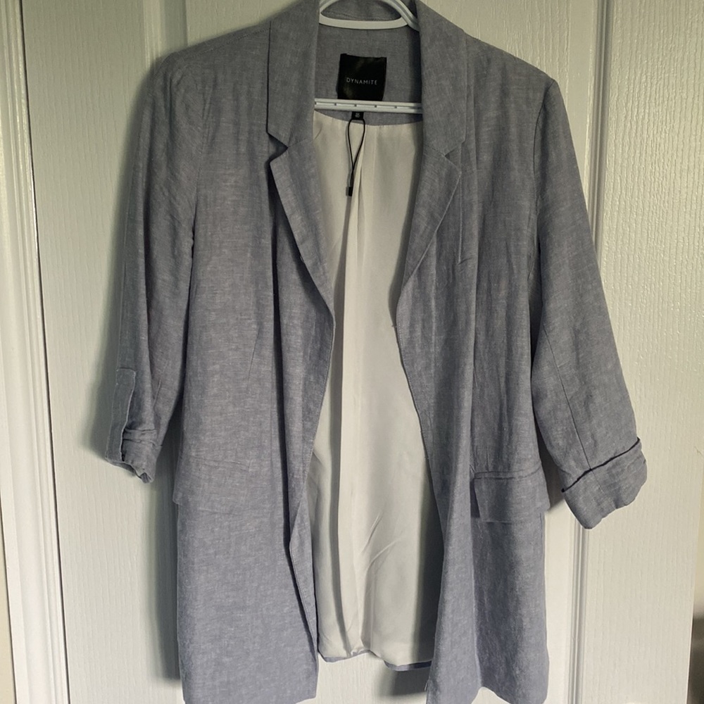 Dynamite Blue Linen Blazer - Picture 2 of 5